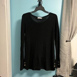 Calvin Klein Black Fitted Buttoned Blouse